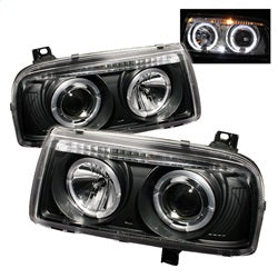( Spyder ) - Projector Headlights - LED Halo - Black - High H1 (Included) - Low H1 (Included)