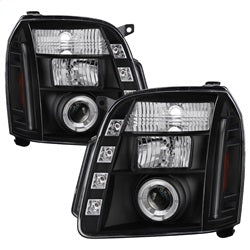 ( Spyder ) - Projector Headlights - LED Halo - LED ( Replaceable LEDs ) - Black - High H1 (Included) - Low H1 (Included)