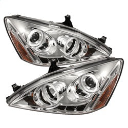 ( Spyder ) - Projector Headlights - CCFL Halo - LED ( Replaceable LEDs ) - Chrome - High H1 (Included) - Low H1 (Included)