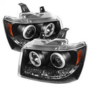 ( Spyder ) - Projector Headlights - CCFL Halo - LED ( Replaceable LEDs ) - Black - High H1 (Included) - Low H1 (Included)