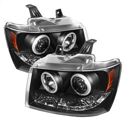 ( Spyder ) - Projector Headlights - CCFL Halo - LED ( Replaceable LEDs ) - Black - High H1 (Included) - Low H1 (Included)