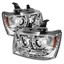 ( Spyder ) - Projector Headlights - CCFL Halo - LED ( Replaceable LEDs ) - Chrome - High H1 (Included) - Low H1 (Included)