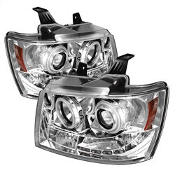 ( Spyder ) - Projector Headlights - CCFL Halo - LED ( Replaceable LEDs ) - Chrome - High H1 (Included) - Low H1 (Included)