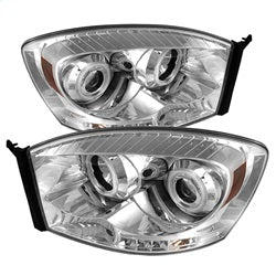 ( Spyder ) - Projector Headlights - CCFL Halo - LED ( Replaceable LEDs ) - Chrome - High H1 (Included) - Low H1 (Included)