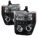 ( Spyder ) - Projector Headlights - CCFL Halo - LED ( Replaceable LEDs ) - Black - High H1 (Included) - Low H1 (Included)