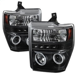 ( Spyder ) - Projector Headlights - CCFL Halo - LED ( Replaceable LEDs ) - Black - High H1 (Included) - Low H1 (Included)