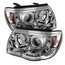 ( Spyder ) - Projector Headlights - CCFL Halo - LED ( Replaceable LEDs ) - Chrome - High H1 (Included) - Low H1 (Included)
