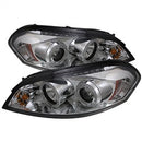 ( Spyder ) - Projector Headlights - LED Halo - LED ( Replaceable LEDs ) - Chrome - High H1 (Included) - Low H1 (Included)