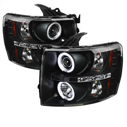 ( Spyder ) - Projector Headlights - CCFL Halo - LED ( Replaceable LEDs ) - Black - High H1 (Included) - Low H1 (Included)