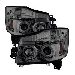 ( Spyder ) - Projector Headlights - LED Halo - LED ( Replaceable LEDs ) - Smoke - High H1 (Included) - Low 9006 (Not Included)
