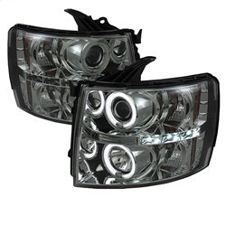 ( Spyder ) - Projector Headlights - CCFL Halo - LED ( Replaceable LEDs ) - Smoke - High H1 (Included) - Low H1 (Included)