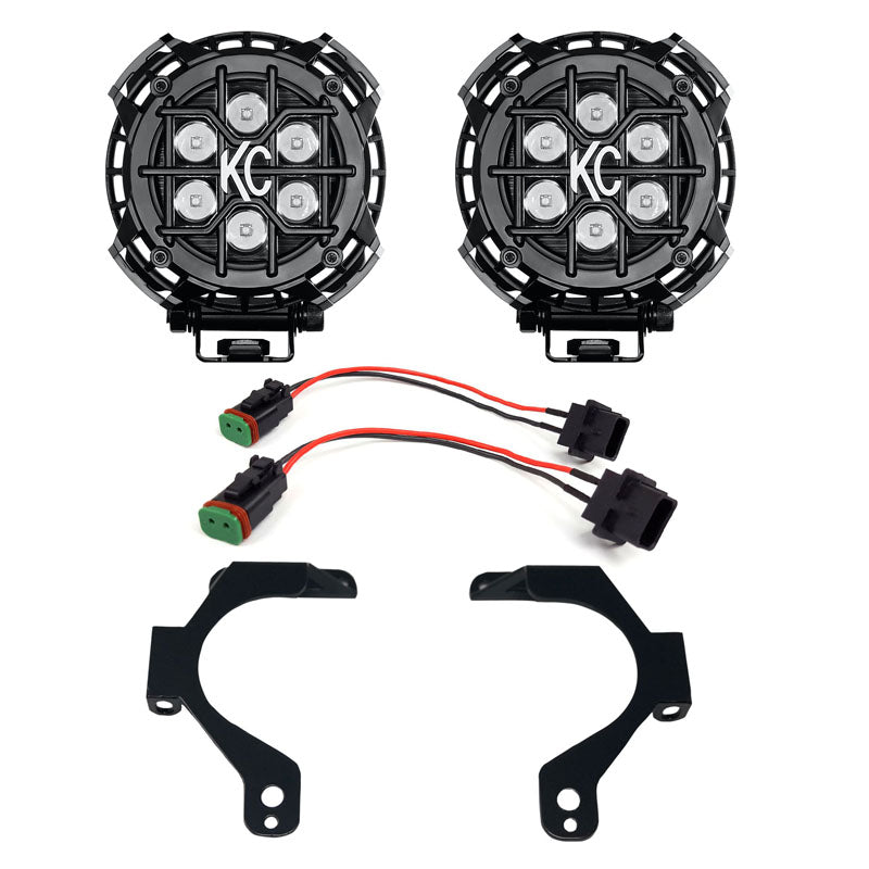 4" LZR LED - Round - Pillar Mount - 2-Light System - 24W Spot Beam - Jeep JL / JT Sport-S-Altitude Bumper