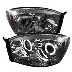 ( Spyder ) - Projector Headlights - CCFL Halo - LED ( Replaceable LEDs ) - Smoke - High H1 (Included) - Low H1 (Included)