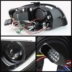( Spyder ) - Projector Headlights - Halogen Model Only ( Not Compatible with Xenon/HID Model ) - Light Tube - DRL - Black - High H1 (Included) - Low H1 (Included)