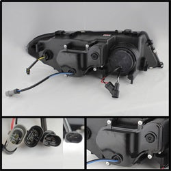 ( Spyder ) - Projector Headlight - Halogen Model Only ( Not Compatible With Xenon/HID Model ) - LED Halo - Smoke - High H1 (Included) - Low H7 (Included)