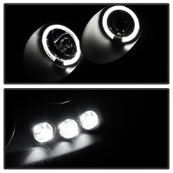 ( Spyder ) - Projector Headlights - LED Halo - LED ( Replaceable LEDs ) - Black Smoke - High H1 (Included) - Low H1 (Included)