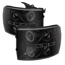 ( Spyder ) - Projector Headlights - LED Halo - LED ( Replaceable LEDs ) - Black Smoke - High H1 (Included) - Low H1 (Included)
