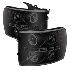 ( Spyder ) - Projector Headlights - LED Halo - LED ( Replaceable LEDs ) - Black Smoke - High H1 (Included) - Low H1 (Included)