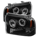 ( Spyder ) - Projector Headlights - LED Halo - LED ( Replaceable LEDs ) - Black Smoke - High H1 (Included) - Low H1 (Included)