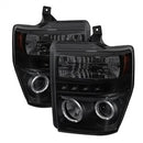 ( Spyder ) - Projector Headlights - LED Halo - LED ( Replaceable LEDs ) - Black Smoke - High H1 (Included) - Low H1 (Included)