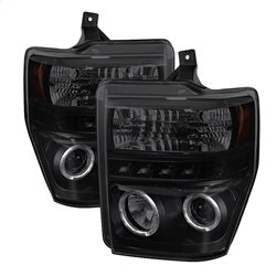 ( Spyder ) - Projector Headlights - LED Halo - LED ( Replaceable LEDs ) - Black Smoke - High H1 (Included) - Low H1 (Included)