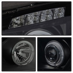 ( Spyder ) - Projector Headlights - LED Halo - LED ( Replaceable LEDs ) - Black Smoke - High H1 (Included) - Low H1 (Included)