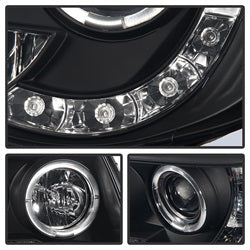 ( Spyder ) - Projector Headlights - LED Halo - LED ( Replaceable LEDs ) - Black Smoke - High H1 (Included) - Low H1 (Included)