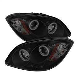 ( Spyder ) - Projector Headlights - CCFL Halo - LED ( Replaceable LEDs ) - Black Smoke - High H1 (Included) - Low H1 (Included)
