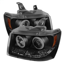 ( Spyder ) - Projector Headlights - CCFL Halo - LED ( Replaceable LEDs ) - Black Smoke - High H1 (Included) - Low H1 (Included)