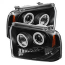 ( Spyder ) - Projector Headlights - CCFL Halo - LED ( Replaceable LEDs ) - Black Smoke - High H1 (Included) - Low H1 (Included)