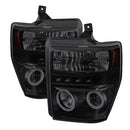 ( Spyder ) - Projector Headlights - CCFL Halo - LED ( Replaceable LEDs ) - Black Smoke - High H1 (Included) - Low H1 (Included)