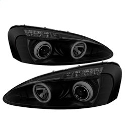 ( Spyder ) - Projector Headlights - CCFL Halo - LED ( Replaceable LEDs ) - Black Smoke - High H1 (Included) - Low H1 (Included)