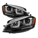 ( Spyder ) - Projector Headlights - DRL LED - Black Stripe - Black