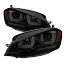 ( Spyder ) - Projector Headlights - DRL LED - Black Stripe - Smoke