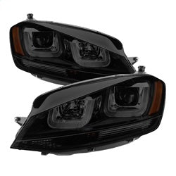 ( Spyder ) - Projector Headlights - DRL LED - Black Stripe - Smoke