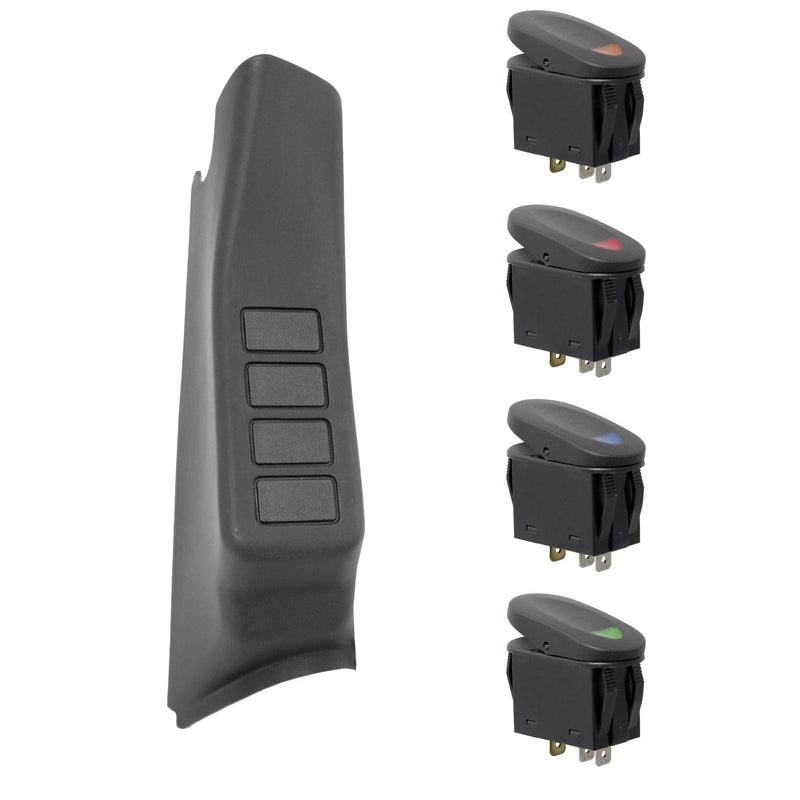 A-Pillar 4 Switch Pod Kit Black RHD; 07-10 Jeep Wrangler JK