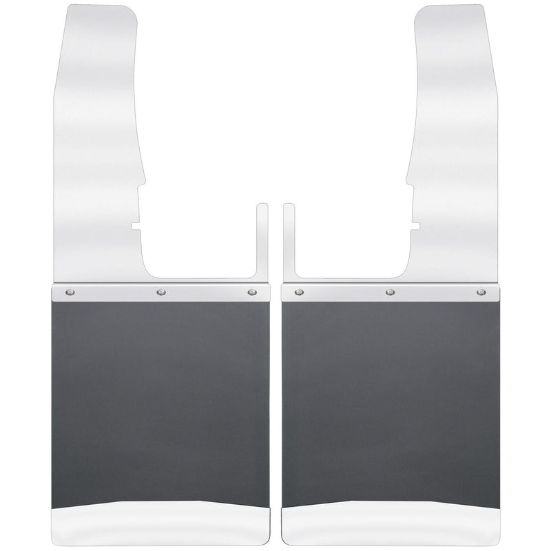 Kick Back Mud Flaps Front 12" Wide - Stainless Steel Top and Weight
