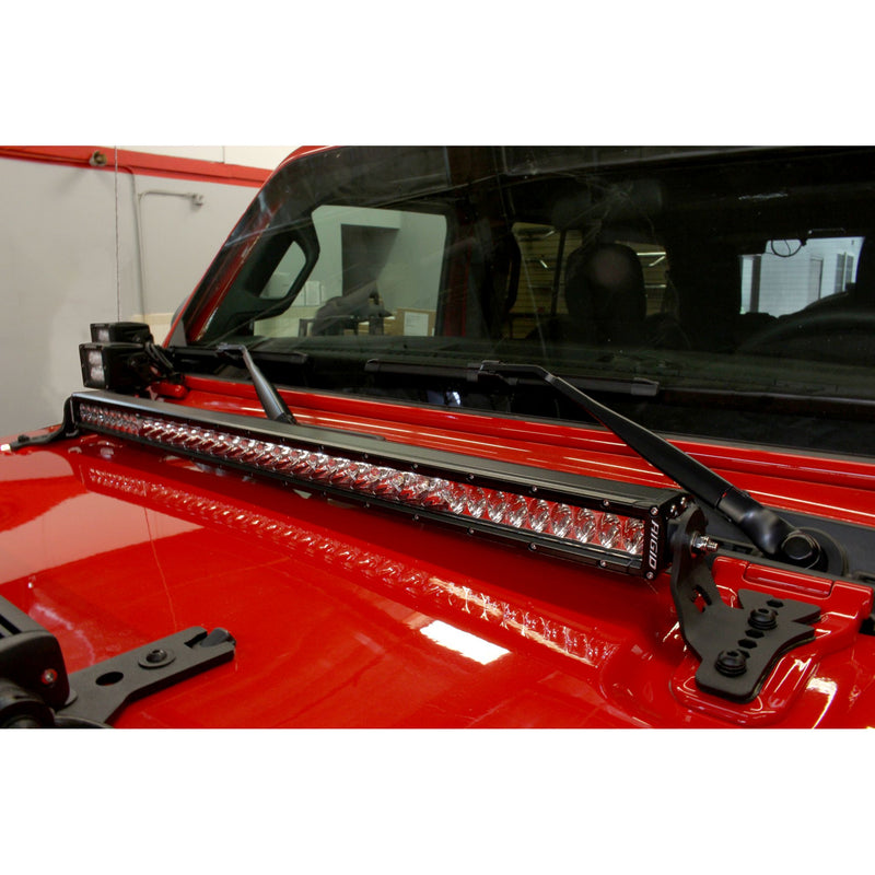 Go Rhino - 731300T - Jeep Wrangler JL & JLU Hood hinge Mount for a 30in Single Row LED Bar