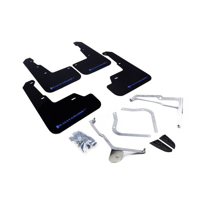 Rally Armor MF32-UR-BLK/LBL - 2015-2019 Subaru WRX Sedan / 2015-2019 Subaru STI Sedan - Black Mud Flap/Light Blue Logo