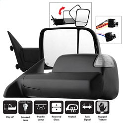 ( xTune ) - Manual Extendable - POWER Heated Adjust Mirror with LED Signal-