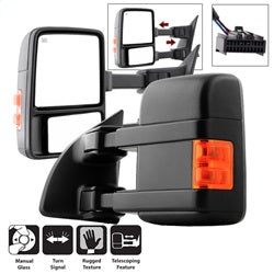 ( xTune ) - L&R Manual Extendable - Manual Adjust Mirror with LED Signal Amber - SET