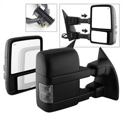 ( xTune ) - Manual Extendable - POWER Heated Adjust Mirror with LED Signal Smoke
