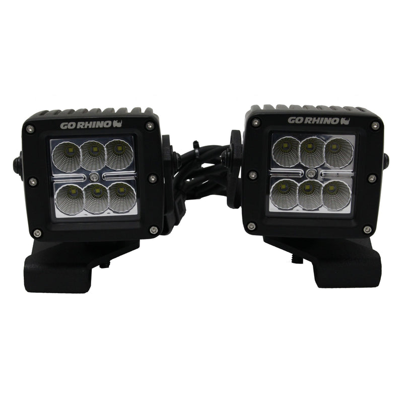 Go Rhino - 732230T - Jeep Wrangler JL & JLU Center Hood Mount for 3 inch Cube LED Lights