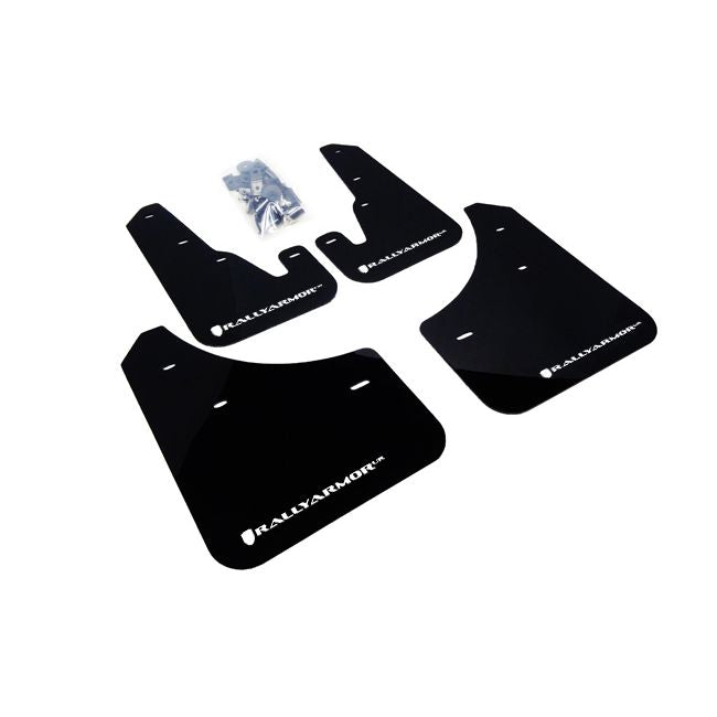 Rally Armor MF9-UR-BLK/WH - 2004-2009 Mazda 3 I/Mazdaspeed/S - Black Mud Flap/White Logo