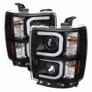 ( Spyder ) - Projector Headlights - Light Bar DRL - Black - High H1 (Included) - Low H7 (Included)