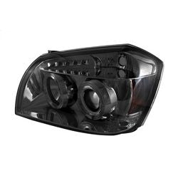 ( Spyder ) - Projector Headlights - LED Halo - LED ( Replaceable LEDs ) - Smoke - High H1 (Included) - Low 9006 (Not Included)