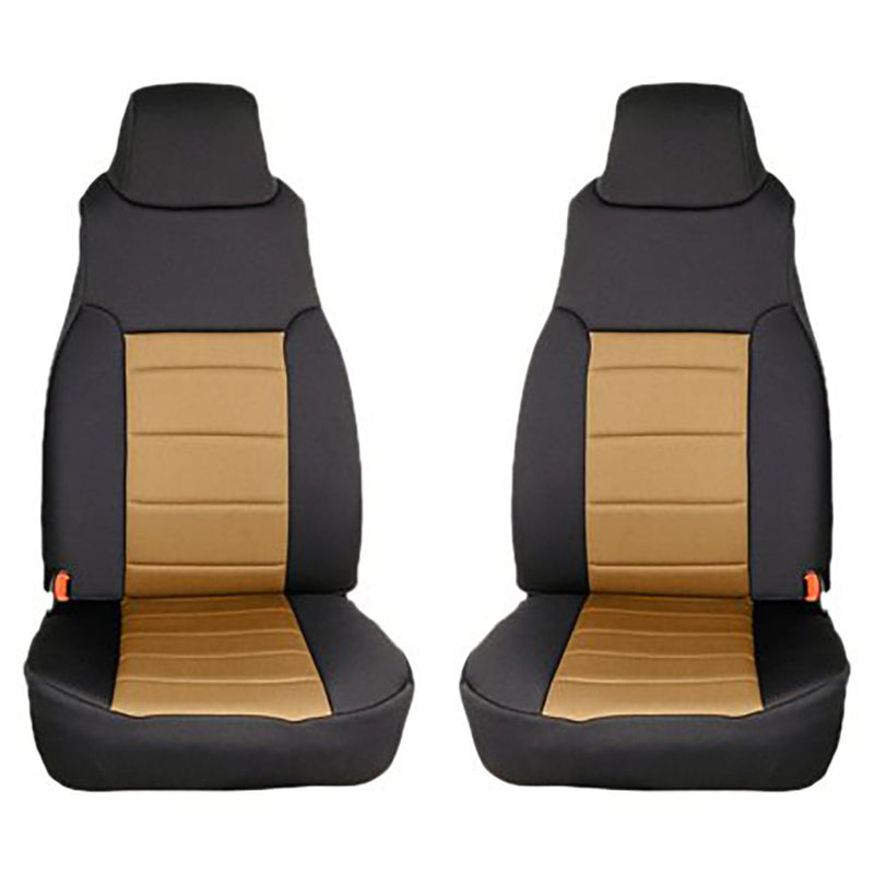 Neoprene Front Seat Covers Tan; 97-02 Jeep Wrangler TJ