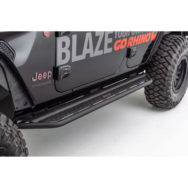 Go Rhino - D64506T - D6 Dominator Steel Side Steps-Black Textured Powdercoat with Mounting Brackets