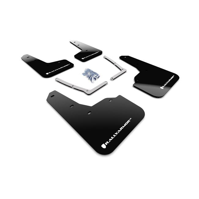 Rally Armor MF50-UR-BLK/WH - 2016-2020 Honda Civic Sedan Coupe - Black Mud Flap/White Logo