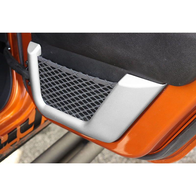 Door Net Trim 2nd Row Brushed Silver; 11-16 Jeep Wrangler JK